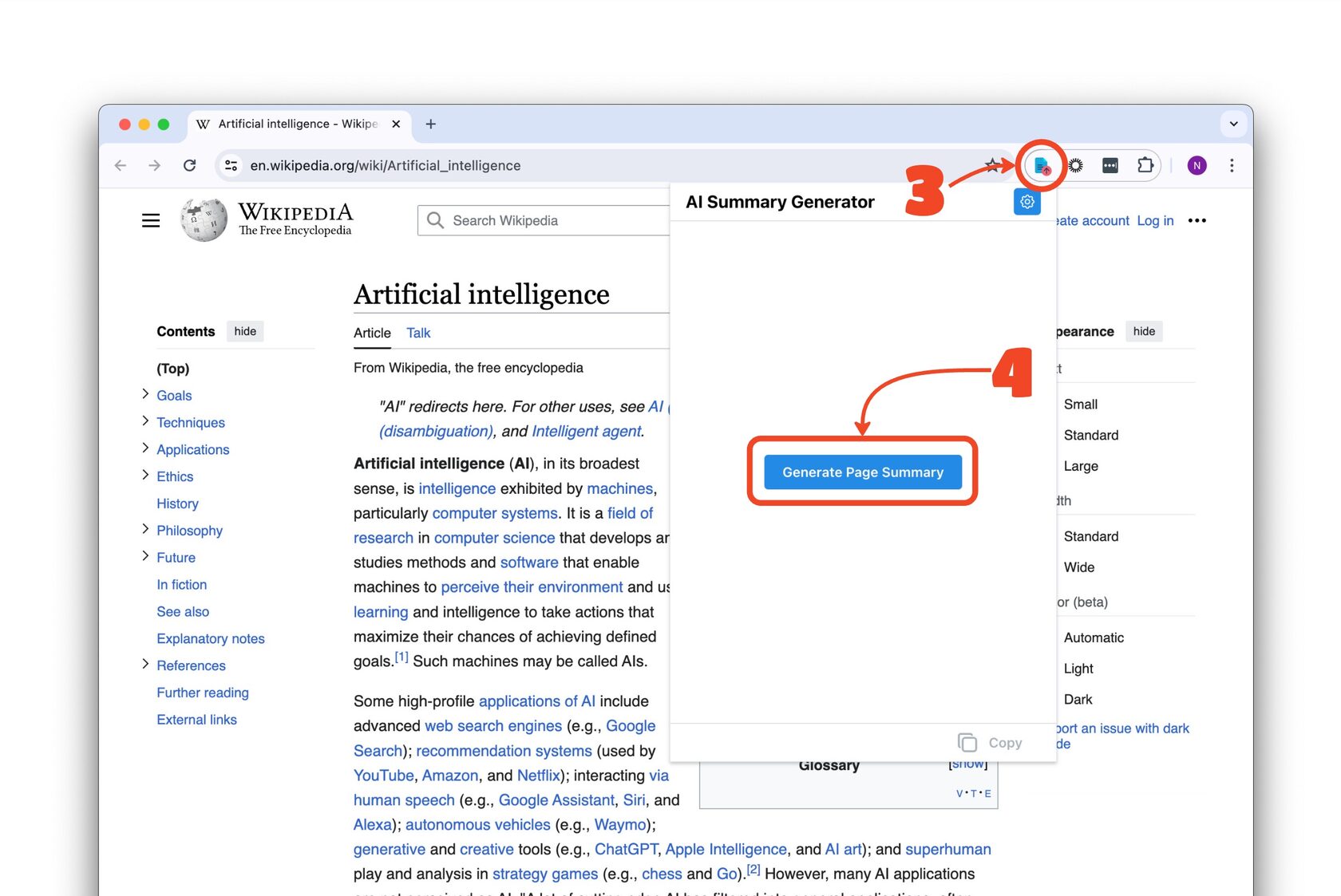 Extension usage instructions